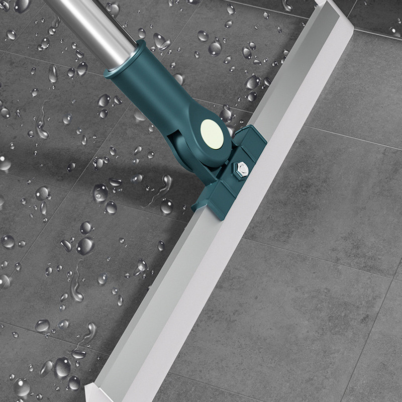 Floor Squeegee 180° Rotating Head Telescopic Handle Silicone Blade