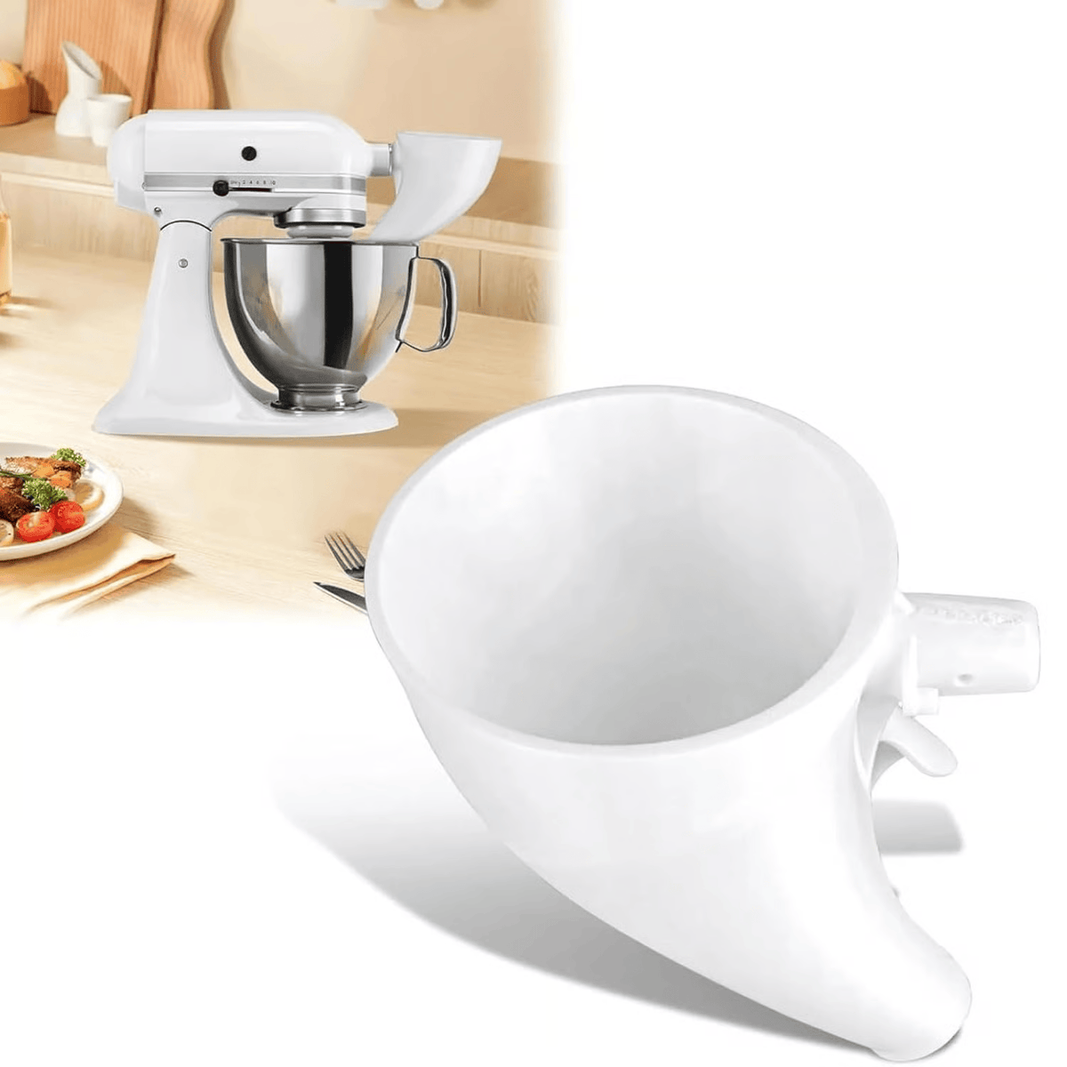 Flour Funnel Guided Spout Auxiliary Hub Fit