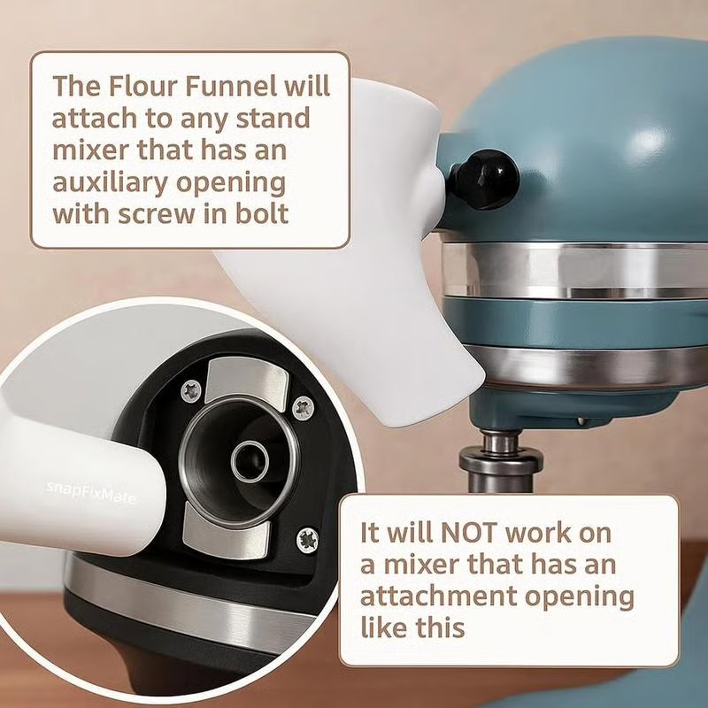 Flour Funnel Guided Spout Auxiliary Hub Fit