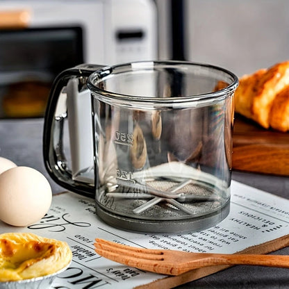 Flour Sifter One-Hand Squeeze Measurement Marks Stainless Steel Mesh