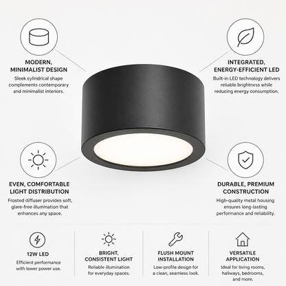 Flush Mount Ceiling Light Integrated LED Frosted Diffuser