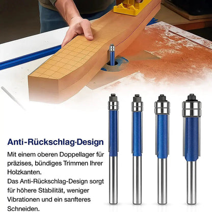Flush Trim Router Bit Set 4-Piece Tool Steel