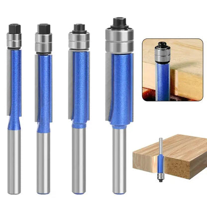 Flush Trim Router Bit Set 4-Piece Tool Steel