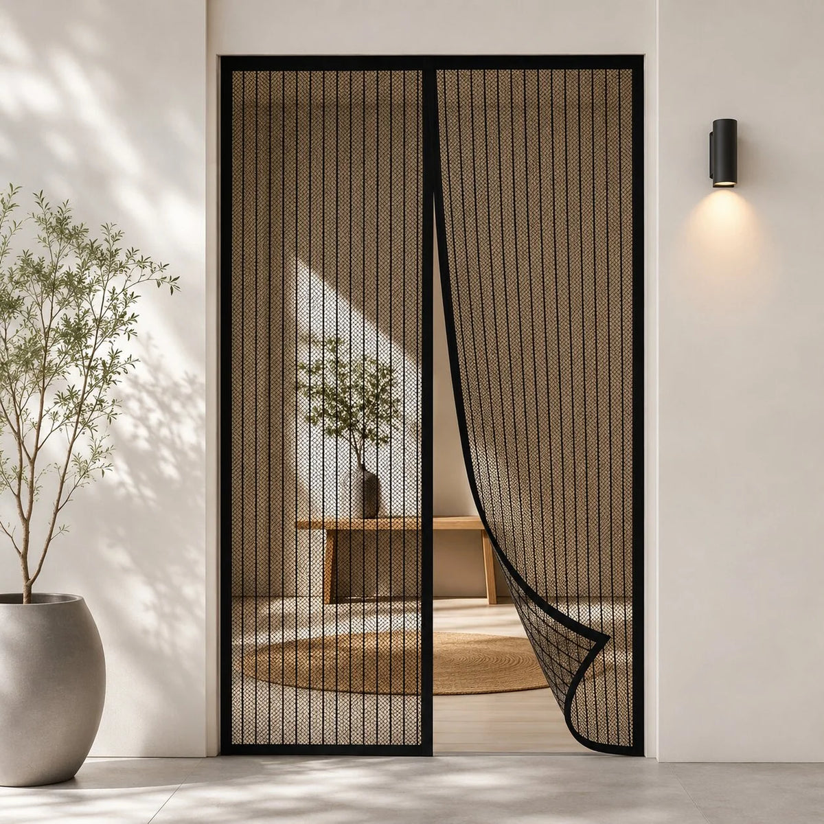 Fly Screen Door Magnetic Self-Closing Adhesive Mount