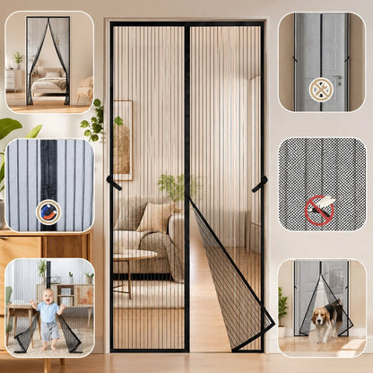 Fly Screen Door Magnetic Self-Closing Adhesive Mount