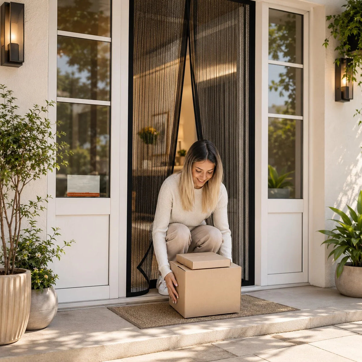 Fly Screen Door Magnetic Self-Closing Adhesive Mount