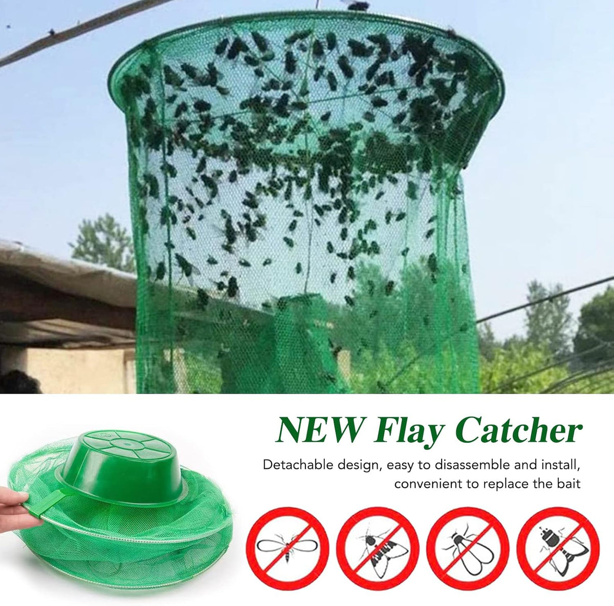 Fly Trap Foldable Mesh Non-Toxic Reusable