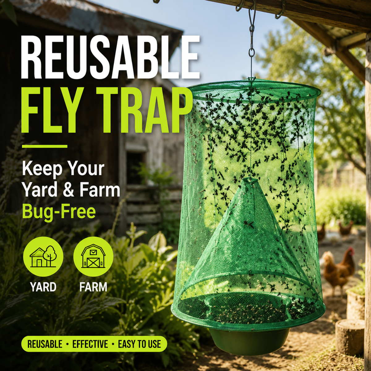 Fly Trap Wire Cage Non-Toxic High Capacity