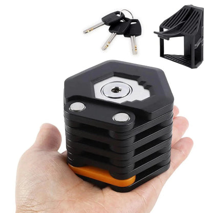 Foldable Bicycle Lock Hardened Alloy Steel & Drill-Resistant Cylinder