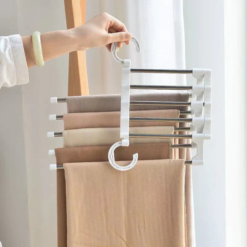 Foldable Clothes Hanger 5 Hooks Stainless Steel