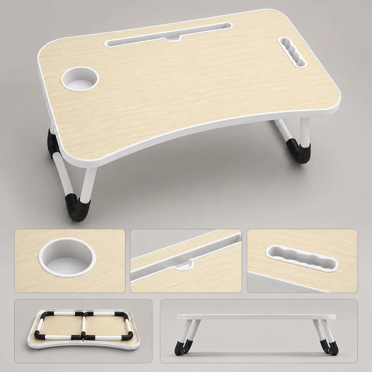 Foldable Lap Desk Cup Holder & Phone Slot
