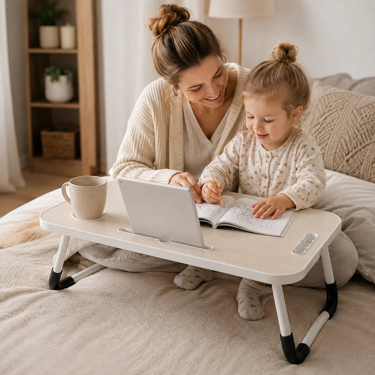 Foldable Lap Desk Cup Holder & Phone Slot