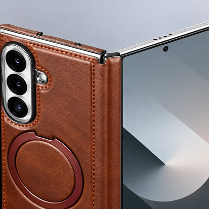 Foldable Phone Case Italian Leather Hinge Protection Rotating Kickstand