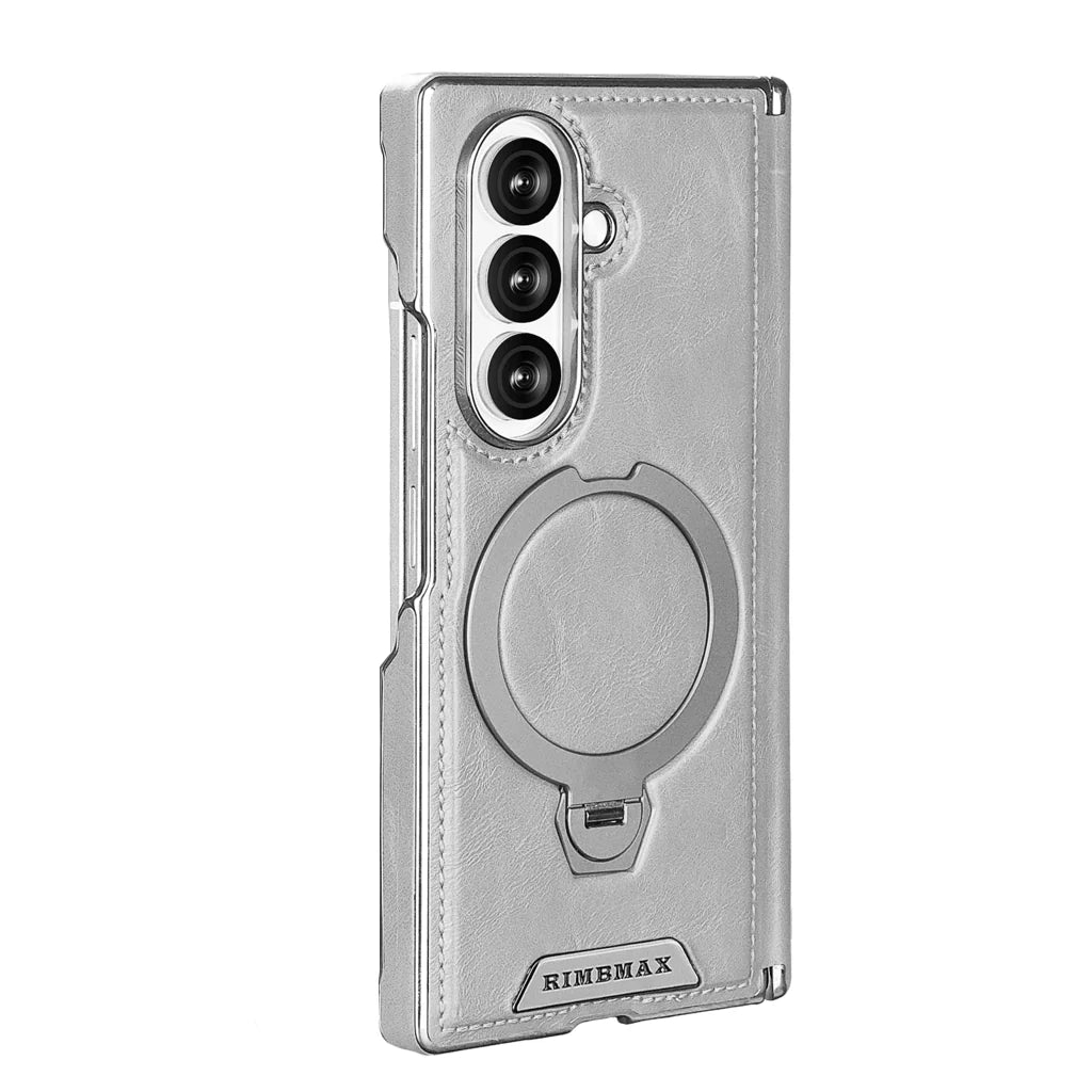 Foldable Phone Case Italian Leather Hinge Protection Rotating Kickstand