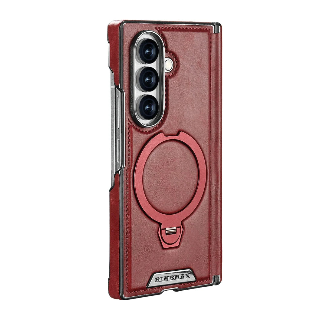 Foldable Phone Case Italian Leather Hinge Protection Rotating Kickstand