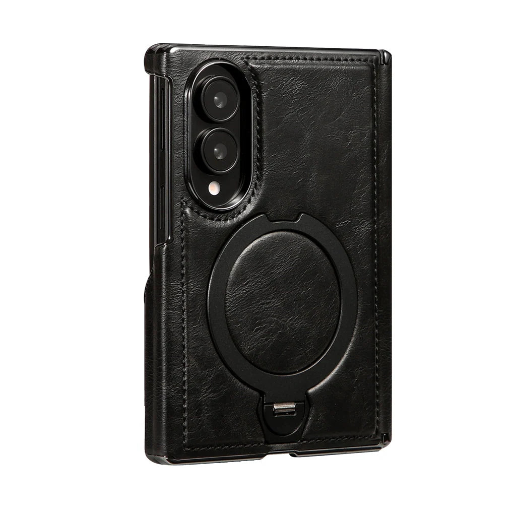 Foldable Phone Case Italian Leather Hinge Protection Rotating Kickstand