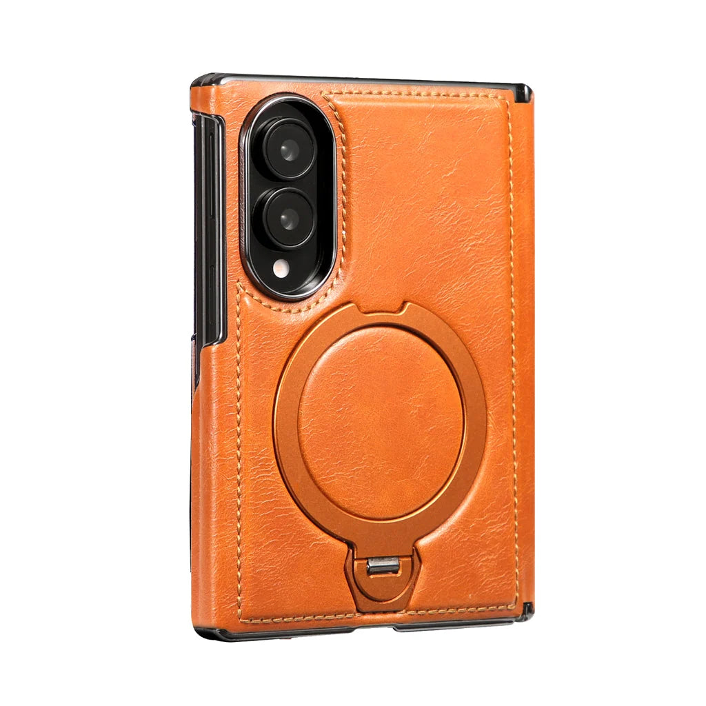 Foldable Phone Case Italian Leather Hinge Protection Rotating Kickstand
