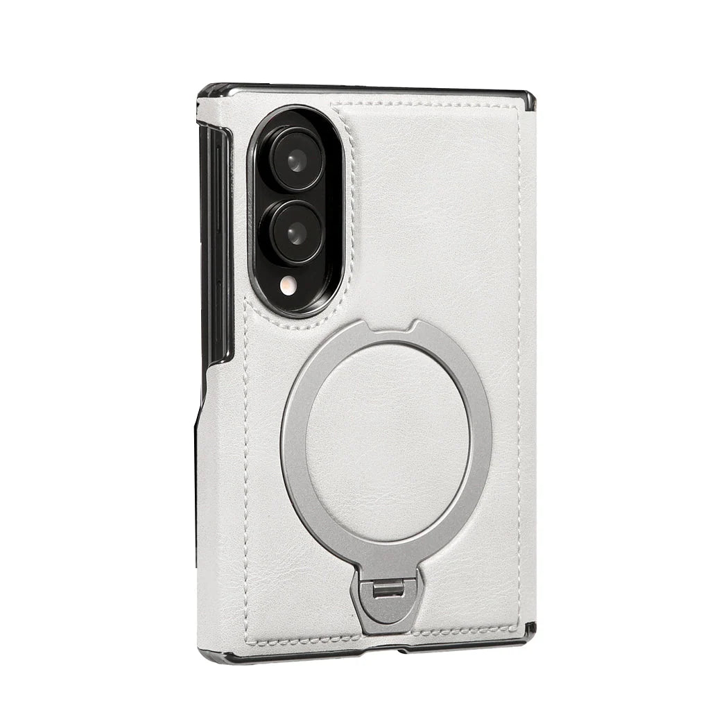 Foldable Phone Case Italian Leather Hinge Protection Rotating Kickstand