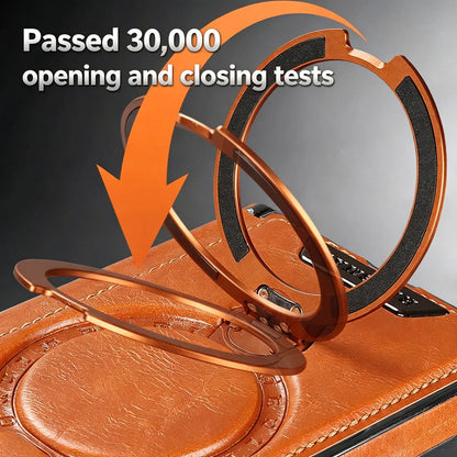 Foldable Phone Case Italian Leather Hinge Protection Rotating Kickstand