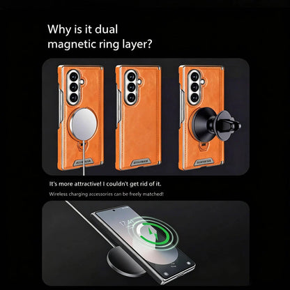 Foldable Phone Case Italian Leather Hinge Protection Rotating Kickstand