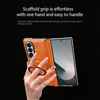 Foldable Phone Case Italian Leather Hinge Protection Rotating Kickstand