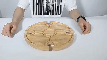 Foldable Picnic Table Solid Wood Wine & Bottle Holders