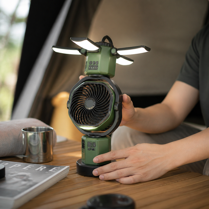 Foldable Portable Camping Fan with Integrated LED (Up to 30-Hour Battery)