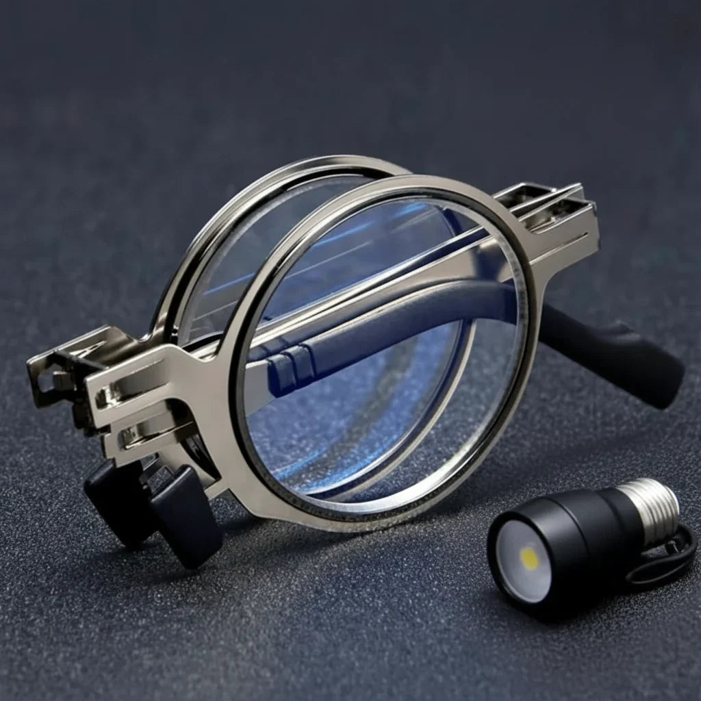 Foldable Reading Glasses Metal Frame Blue Light Option