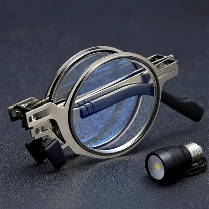 Foldable Reading Glasses Metal Frame Blue Light Option