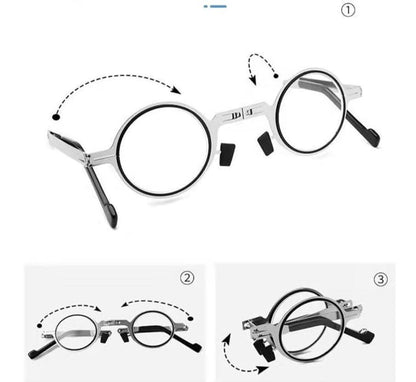 Foldable Reading Glasses Metal Frame Blue Light Option