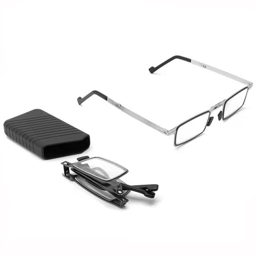Foldable Reading Glasses Metal Frame Blue Light Option