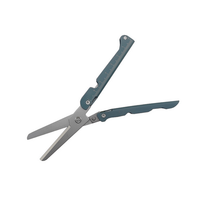 Foldable Scissors Stainless Steel Integrated Ruler & Lever Tip