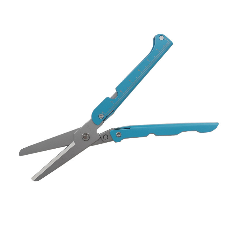 Foldable Scissors Stainless Steel Integrated Ruler & Lever Tip