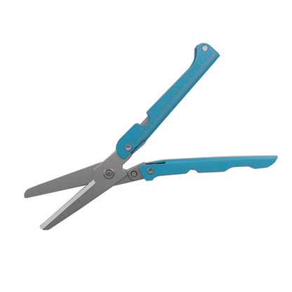 Foldable Scissors Stainless Steel Integrated Ruler & Lever Tip