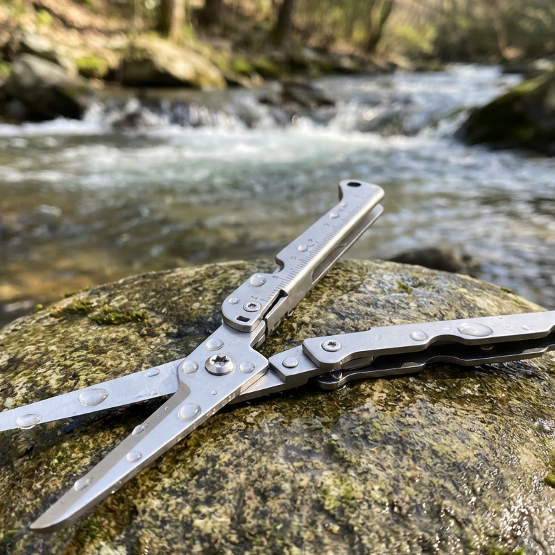 Foldable Scissors Stainless Steel Integrated Ruler & Lever Tip