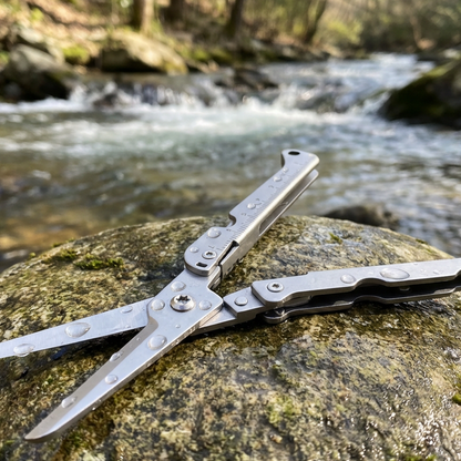 Foldable Scissors Stainless Steel Integrated Ruler & Lever Tip