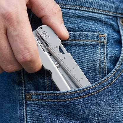 Foldable Scissors Stainless Steel Integrated Ruler & Lever Tip