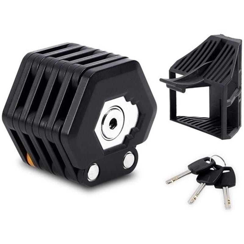 Folding Bicycle Lock Compact Saw-Resistant Zinc Alloy Frame Mount