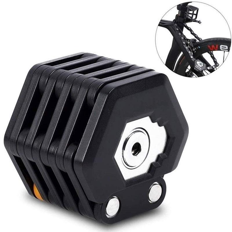 Folding Bicycle Lock Compact Saw-Resistant Zinc Alloy Frame Mount