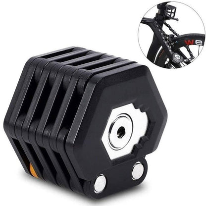 Folding Bicycle Lock Compact Saw-Resistant Zinc Alloy Frame Mount