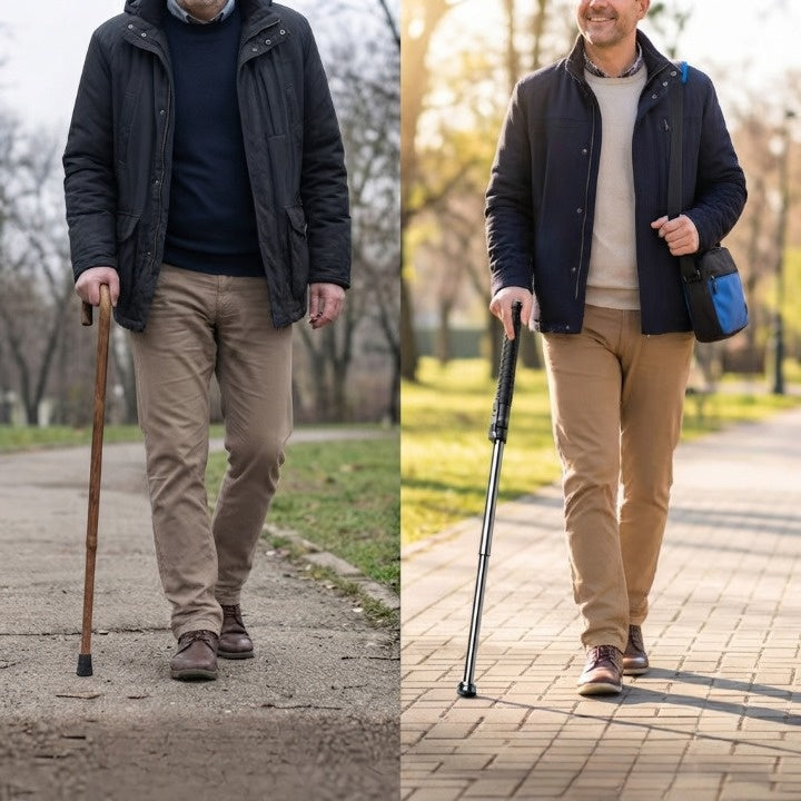 Folding Hiking Stick Auto Pop-Up & Anti-Slip Grip