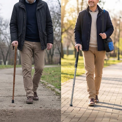 Folding Hiking Stick Auto Pop-Up & Anti-Slip Grip