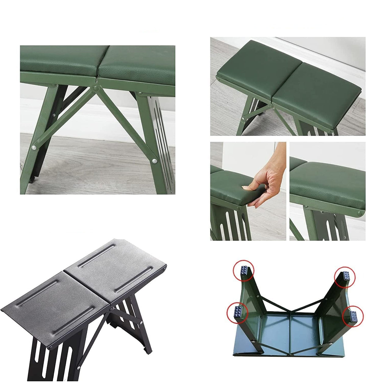 Folding Outdoor Stool Aluminum Frame Weather-Resistant Supports 265 lb