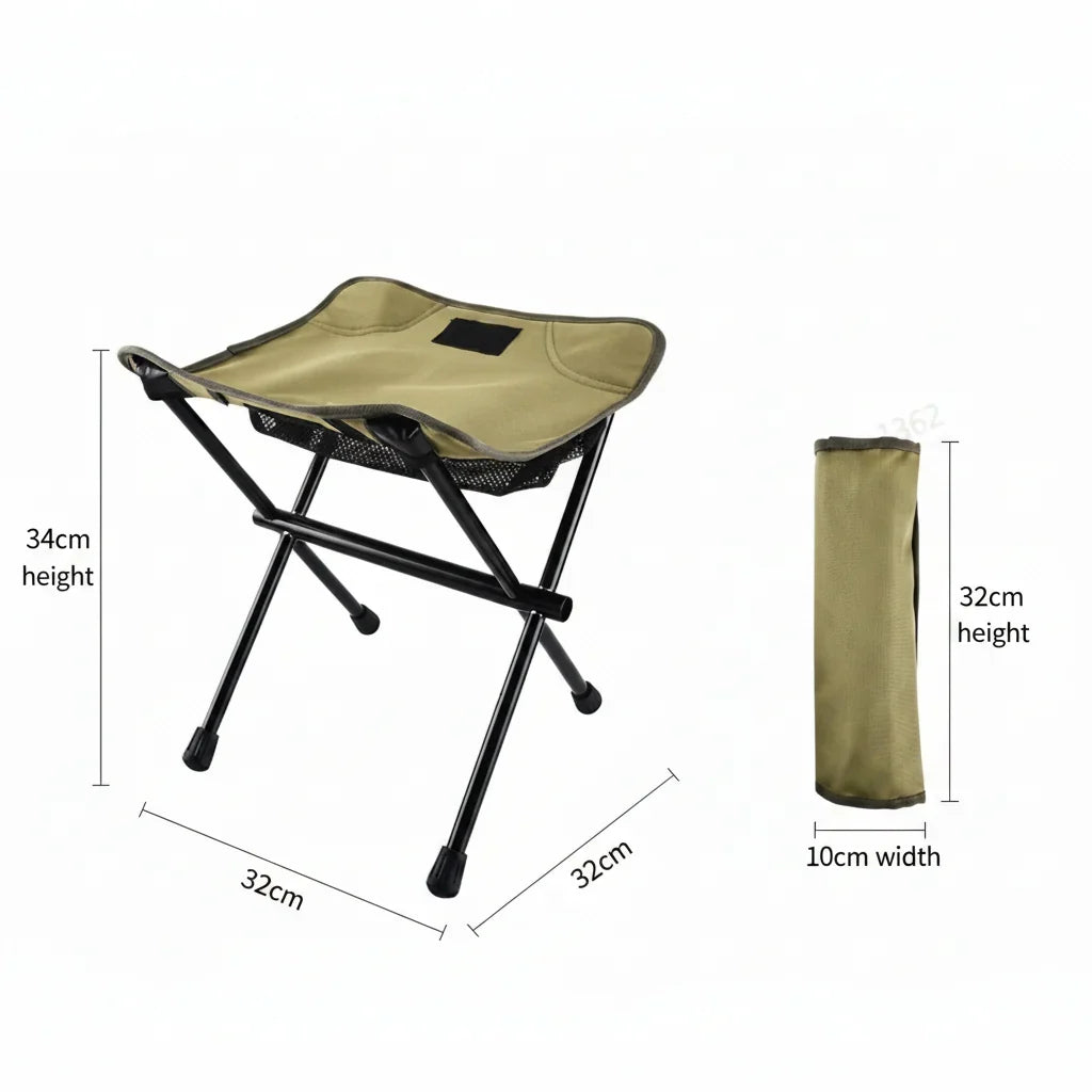 Folding Stool Aluminum Frame Oxford Seat 220 lb Capacity