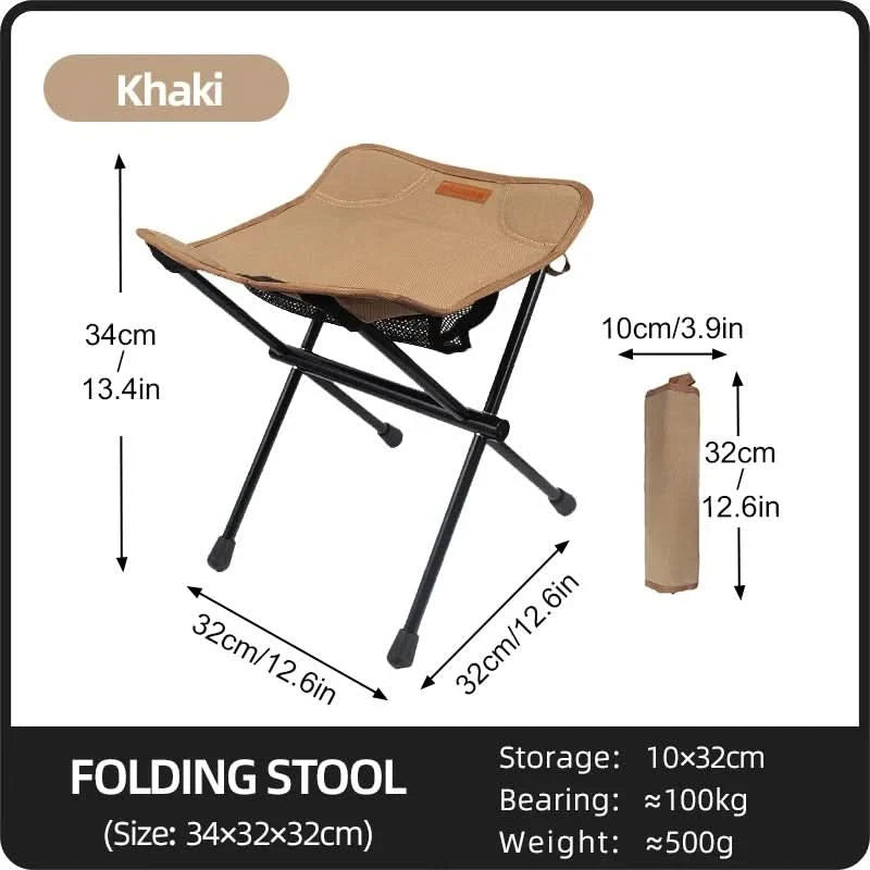 Folding Stool Aluminum Frame Oxford Seat 220 lb Capacity