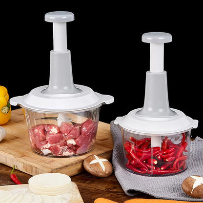 Food Chopper Manual Lever-Press Stainless Steel Blades Three Sizes