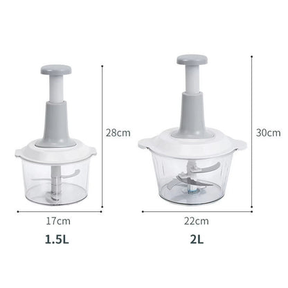 Food Chopper Manual Lever-Press Stainless Steel Blades Three Sizes