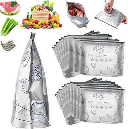 Food Storage Bag Reusable Aluminum Airtight Labeling Area