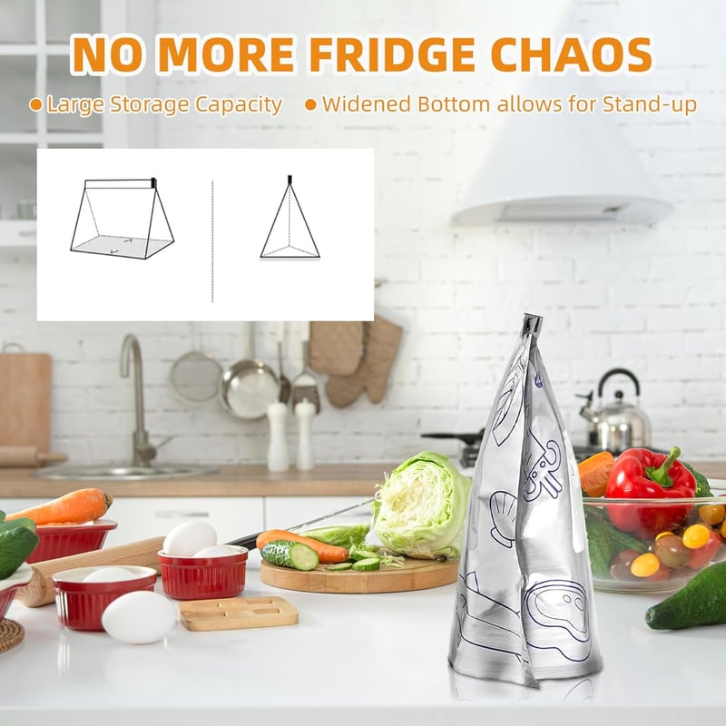 Food Storage Bag Reusable Aluminum Airtight Labeling Area