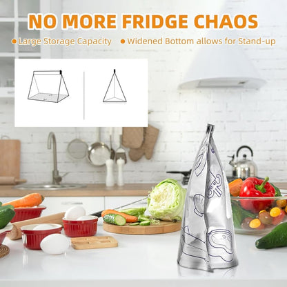 Food Storage Bag Reusable Aluminum Airtight Labeling Area